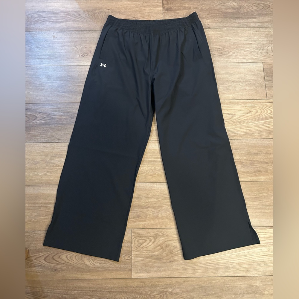 Under Armour Black Woven Track Pants Women’s Large Elastic Waist Athletic